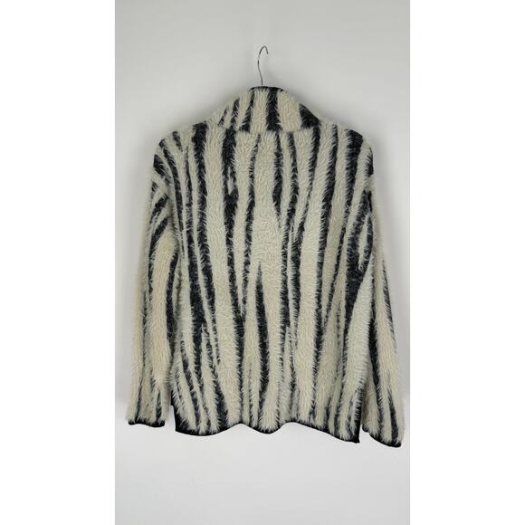 Anthropologie Cindy Eyelash Half Zip Pullover Sweater Womens XS Black Cream - Picture 10 of 13